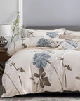 SLEEPBELLA Comforter Set, 600TC Cotton Down Alternative, 3-Piece Botanical Floral (Off-White)