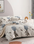 SLEEPBELLA Comforter Set, 600TC Cotton Down Alternative, 3-Piece Botanical Floral (Off-White)