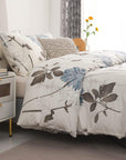 SLEEPBELLA Comforter Set, 600TC Cotton Down Alternative, 3-Piece Botanical Floral (Off-White)