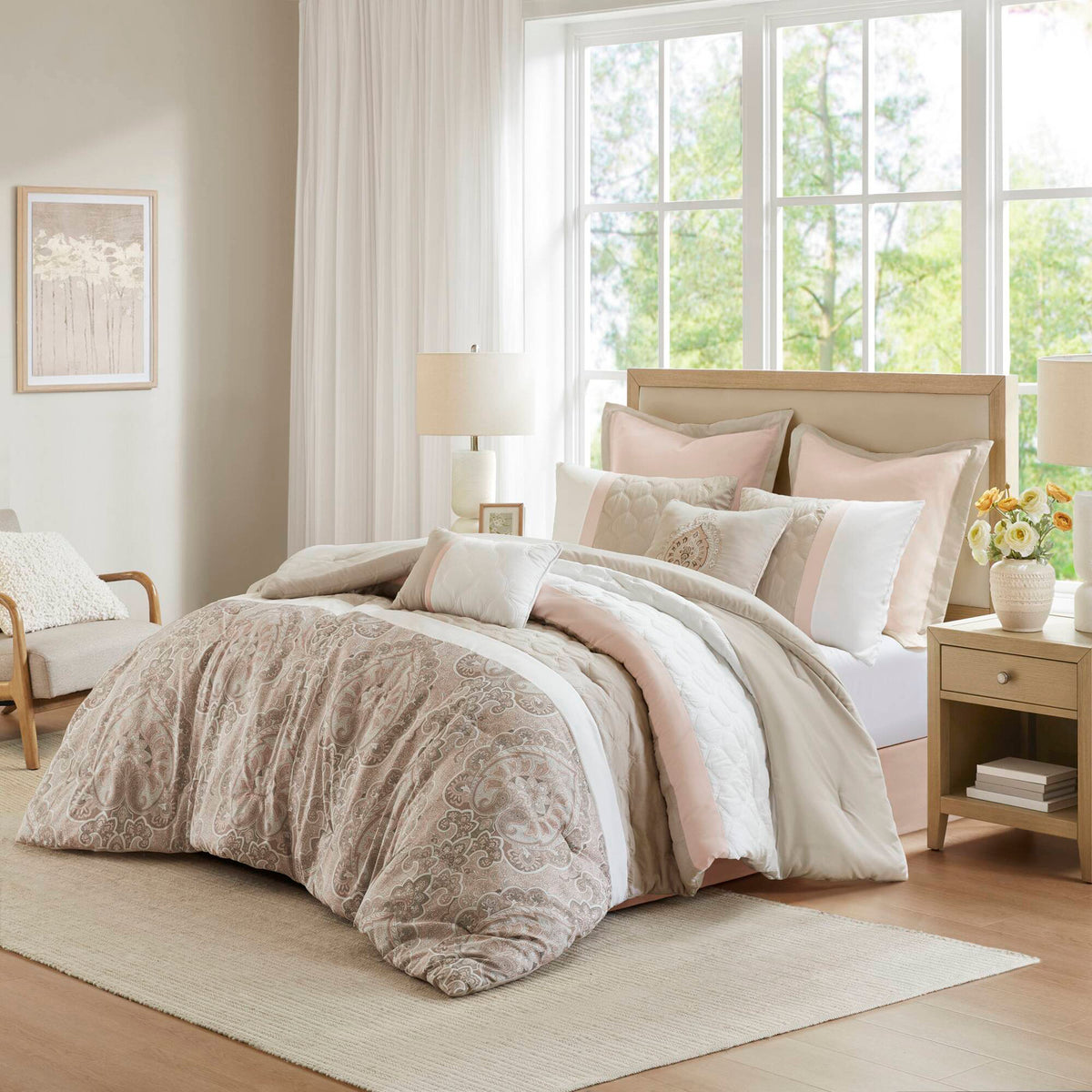 Shawnee 8-Piece Comforter Set - Blush