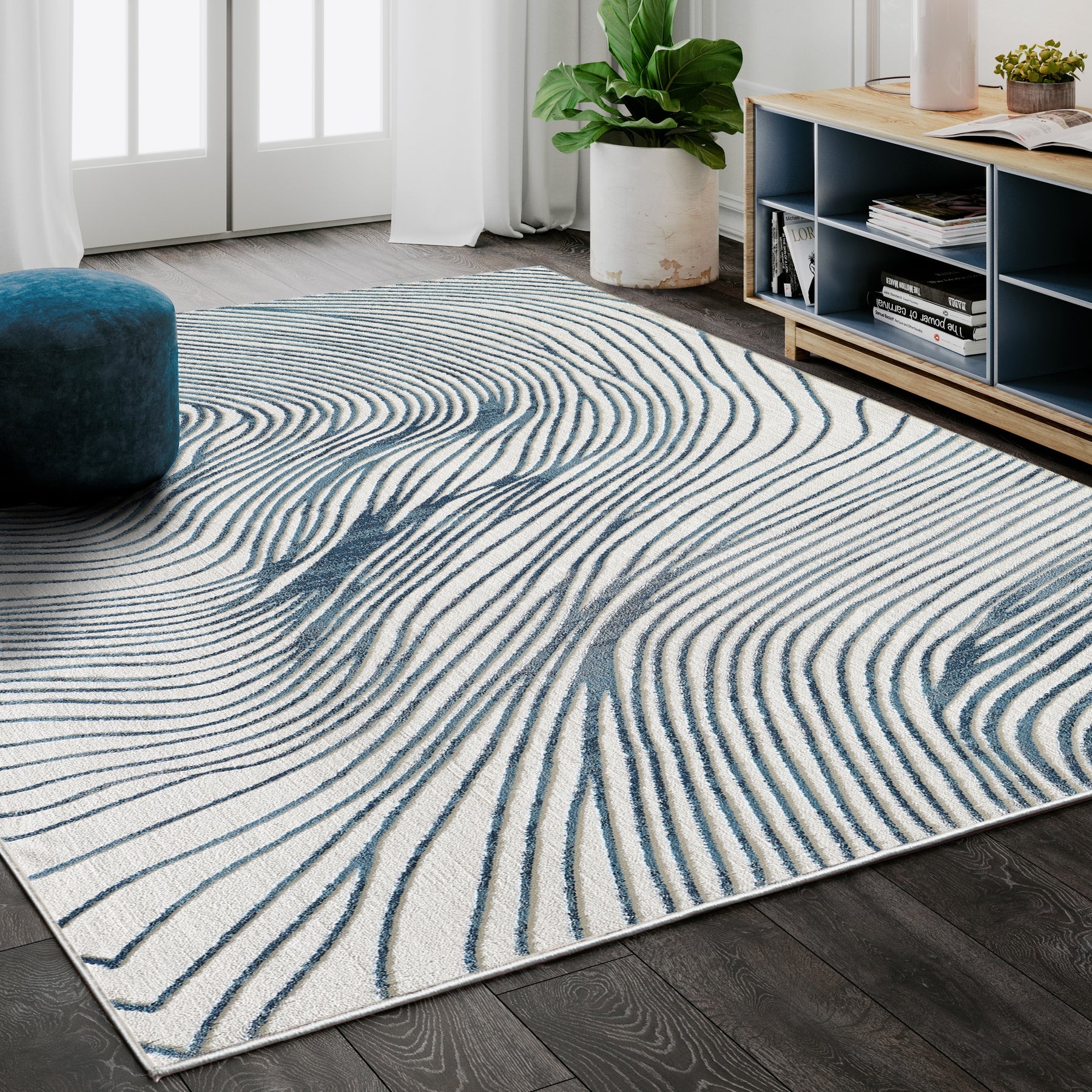 Calm Ocean Zebra Area Rug