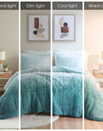 Brielle Ombre Shaggy Long Fur Comforter Mini Set