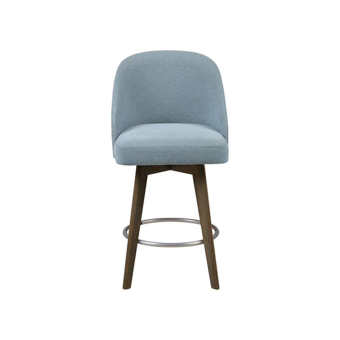 Pearce Swivel Upholstered Counter Stool with Solid Wood Legs &amp; Metal Footrest