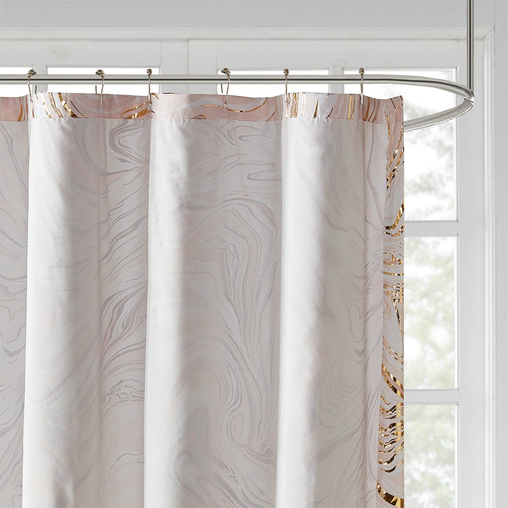 Marble Metallic Shower Curtain