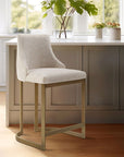 Madison Park Bryce 26H Upholstered Counter Stool with Metal Base - Cream