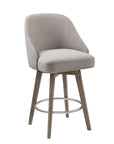 Pearce Swivel Upholstered Counter Stool with Solid Wood Legs & Metal Footrest