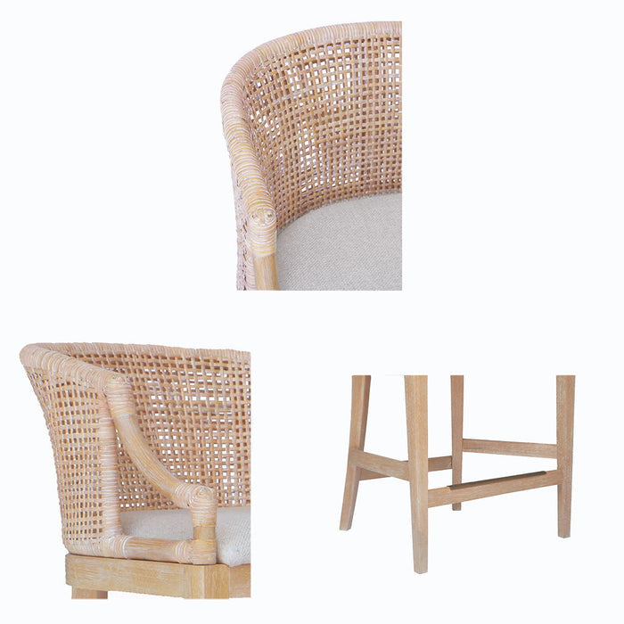 Playa Handcrafted Rattan &amp; Wood Counter Stool – lifestyle view
