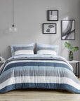 Jaxon Stripe 7 Piece Comforter  Set with Bed Sheets
