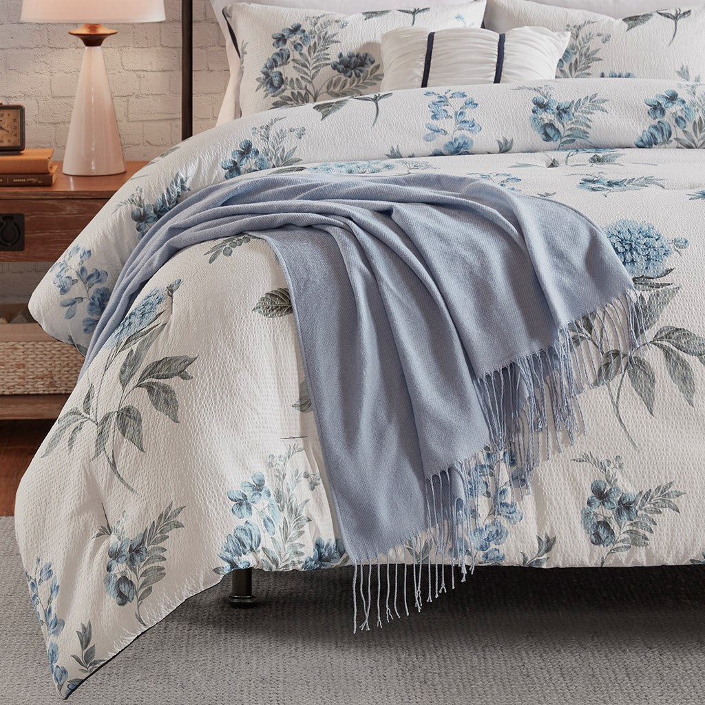 Zennia 7 PC Printed Seersucker Comforter Set with Throw Blanket by Madison Park