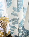 Blue Garden Leaves Curtain Panel - The Jardine Store