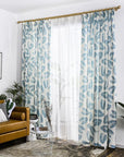 Blue Garden Leaves Curtain Panel - The Jardine Store