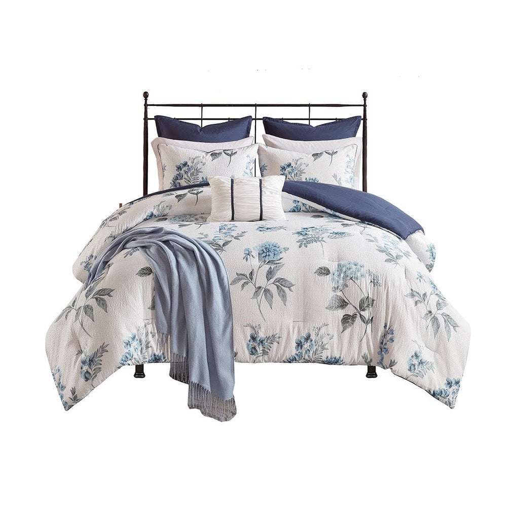 Zennia 7 PC Printed Seersucker Comforter Set with Throw Blanket by Madison Park