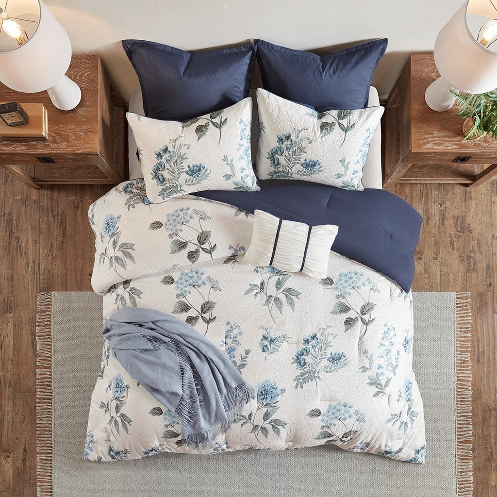 Zennia 7 PC Printed Seersucker Comforter Set with Throw Blanket by Madison Park