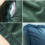 Movinch Velvet Fringe Cushion Throw Pillow (Green) - The Jardine Store