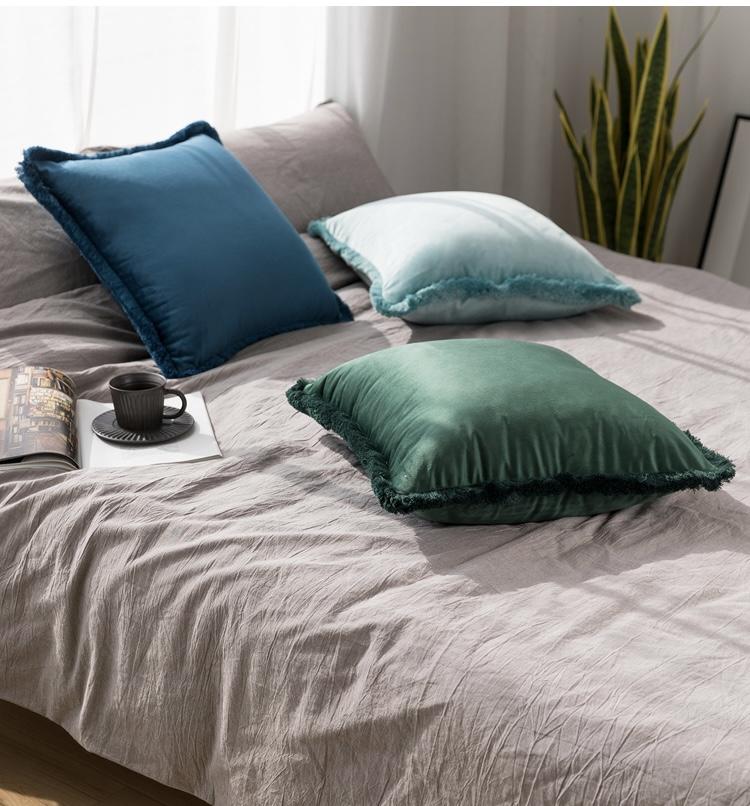 Movinch Velvet Fringe Cushion Throw Pillow (Teal) - The Jardine Store