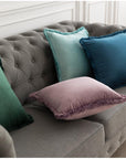 Movinch Velvet Fringe Cushion Throw Pillow (Teal) - The Jardine Store