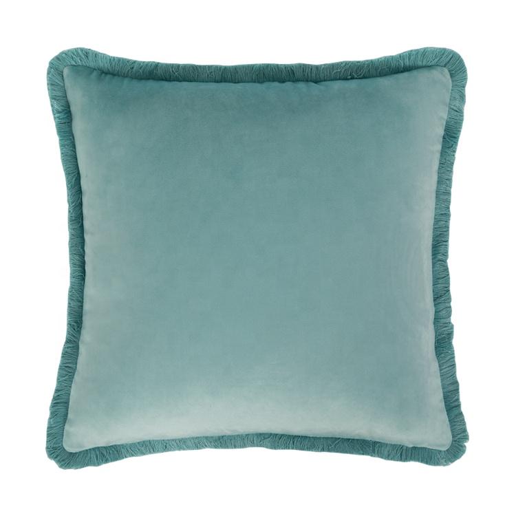 Movinch Velvet Fringe Cushion Throw Pillow (Teal) - The Jardine Store
