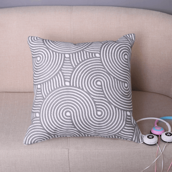 New grey design cotton fabric embroidery cushion pillows (FILLING INCLUDED) - The Jardine Store