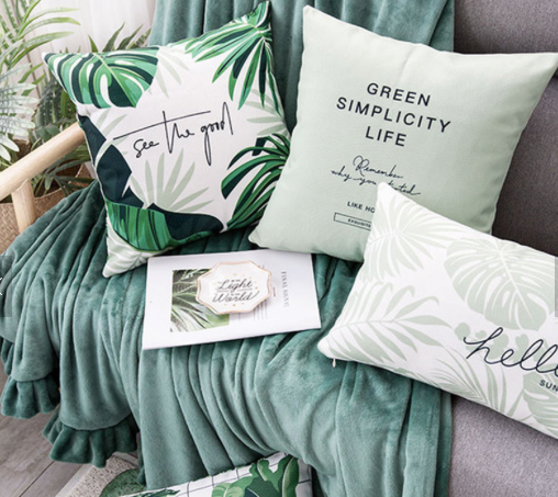 Trendy Custom Printed Tropical Plant Velvet Cushion Pillow (FILLING INCLUDED) - The Jardine Store