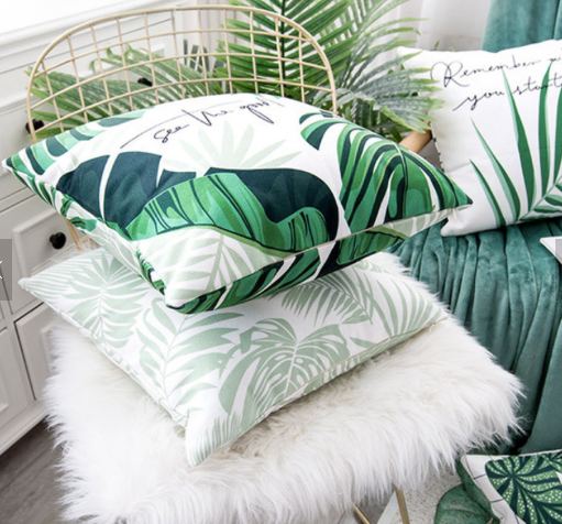 Trendy Custom Printed Tropical Plant Velvet Cushion Pillow (FILLING INCLUDED) - The Jardine Store